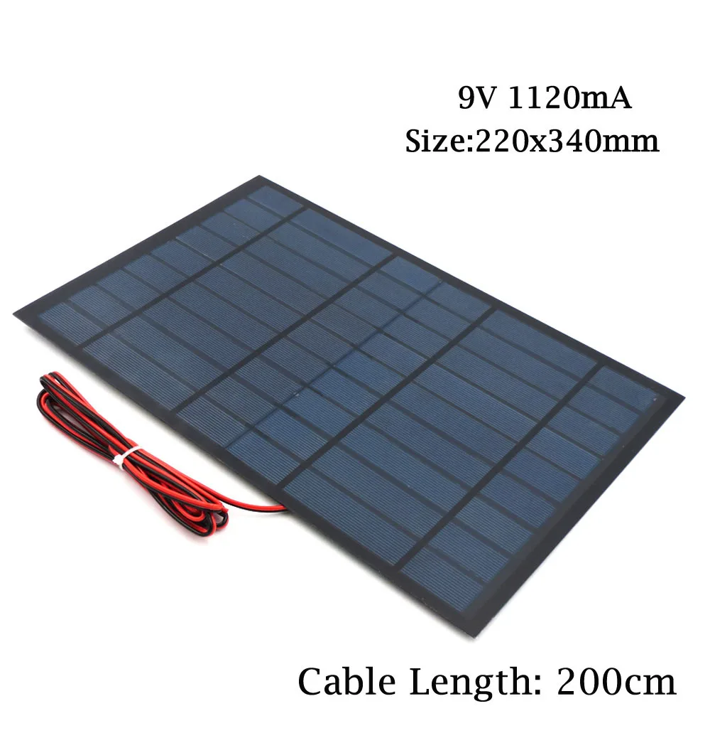 6V 9V 18V Панели солнечные с 100/200 см провода Мини Солнечная Системы "сделай сам" для Батарея сотовый телефон Зарядное устройство 2 Вт 3 Вт 4,5 W 6W 10W солнечная игрушка - Цвет: 9V 1120mA