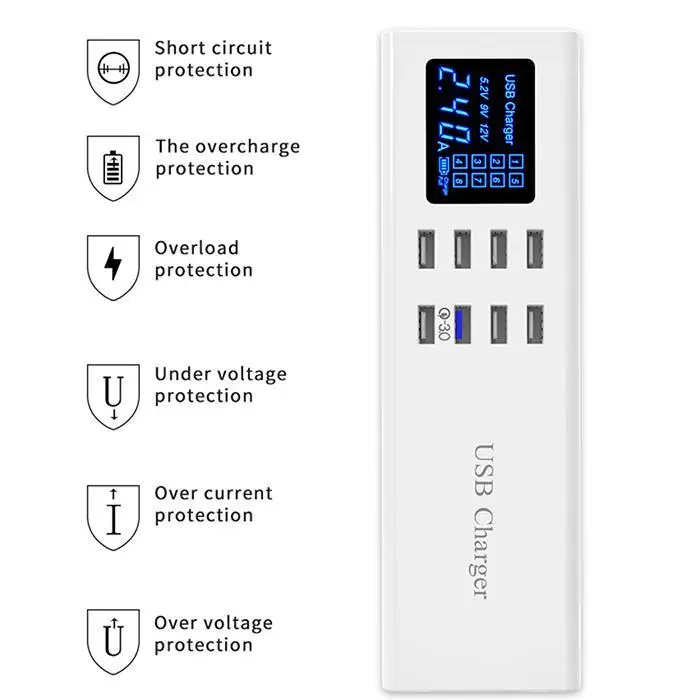Быстрая зарядка нескольких USB QC3.0 быстрое зарядное устройство светодиодный индикатор питания дисплея адаптер