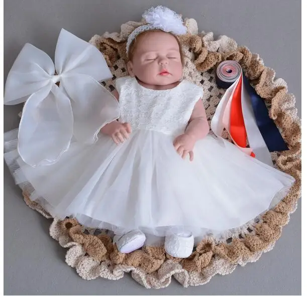 

Girl's Pageant Christening Dress 2017 Summer Girls Princess Dresses Kids Birthday Party Formal Dress Bow Infant Gauze tutu Dress