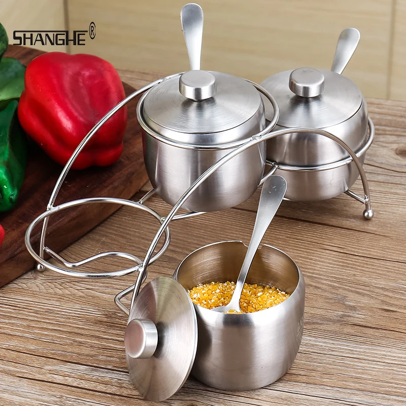 304 Stainless Steel Salt Storage Pot Herb Spice utensil Spice Jar