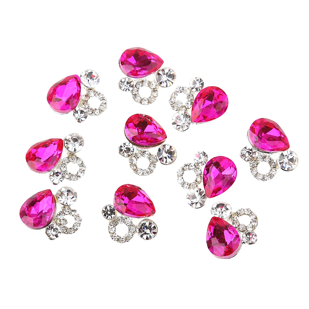 Beauty Tools Nail Art 10 Pcs 3D Bling Fashionable Charm Decorations Silver Rose Waterdrop Hot Selling