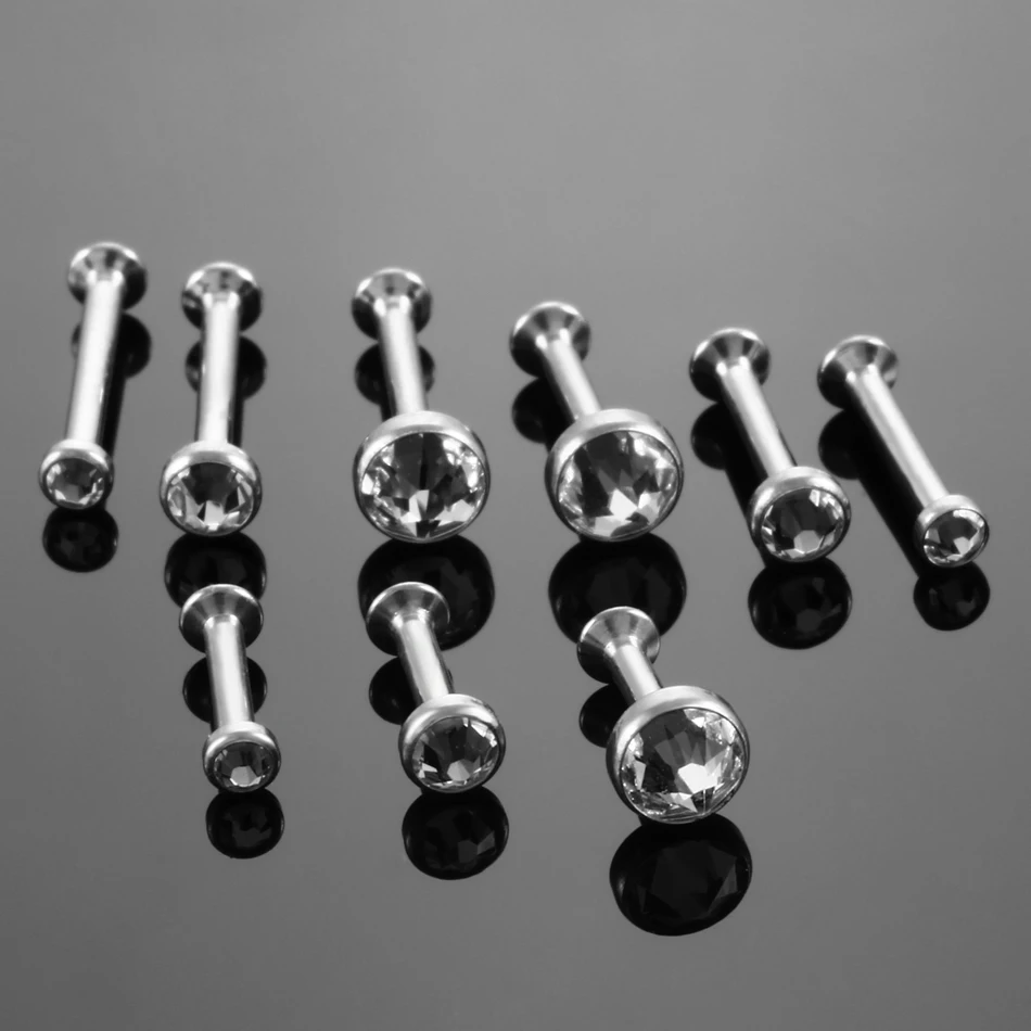 1pc 16G G23 Titanium internally threaded Gem Labret Lip Morne Rings Earrings Stud CZ Cartilage Tragus Piercings Body Jewelry - Image 6