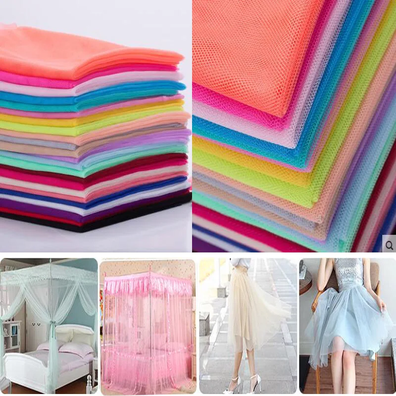 

160cm*2m/Lot Soft Hexagonal Net Yarn Encryption Gauze Polyester Mesh Tulle Fabric DIY Sewing Tutu Party Wedding Dress Patchwork