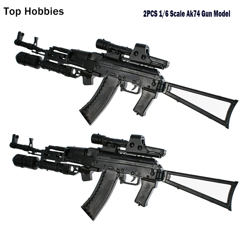 

2pcs 1/6 Scale 4D Weapon Accessories AK74 Assembling Gun Model Toy Plastic Fit 12'' Phicen Soldier Action Figure Not real Gun