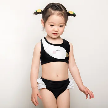 

New girls swimwear swan cute children swimsuit two piece swimming bathing suit baby girl beach wear kids cute ruffle lovey sets