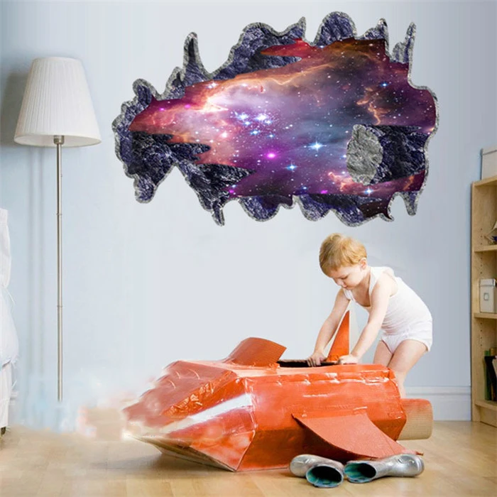 3D Galaxy Wall Sticker Decals Purple Outer Space Removable Vinyl Art