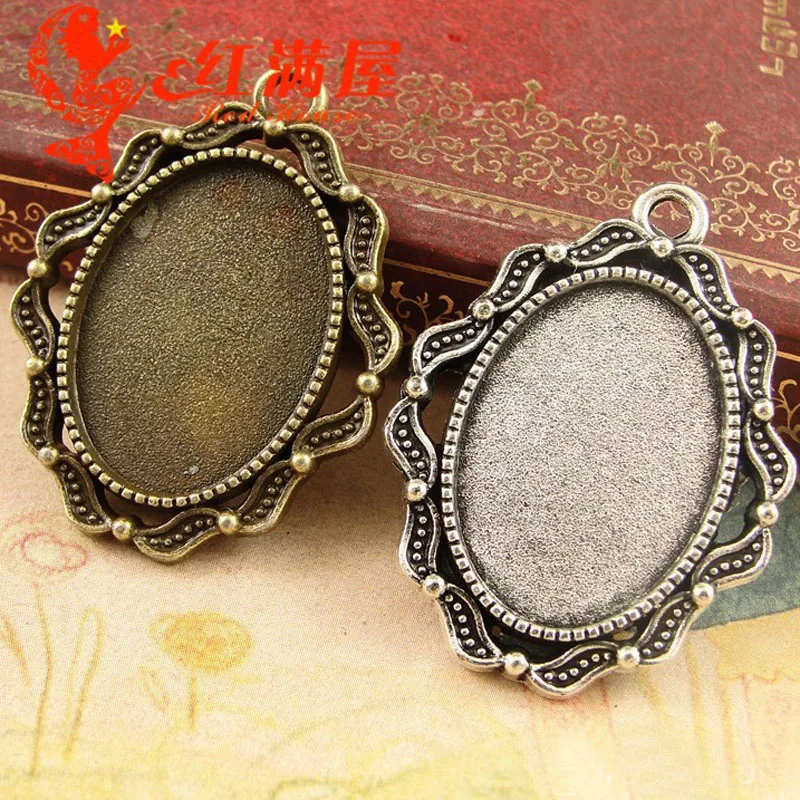 15pcs 28*38MM Fit 25*18MM Antique Bronze oval metal