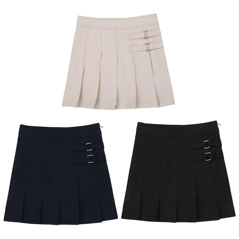 iEFiEL Kids Girls School Uniform Pleated Tennis Scooter Skirt Side Zipper with Hidden Shorts Daily Casual Wear