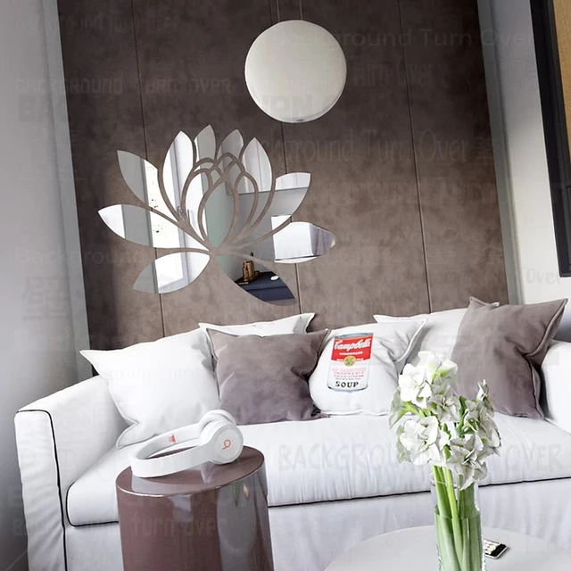 Creative Ãlégant lotus 3d acrylique miroir décoratif stickers muraux fleur accueil chambre décor salon décoration mur.jpg 640x640.jpg Décor Salon Mur
