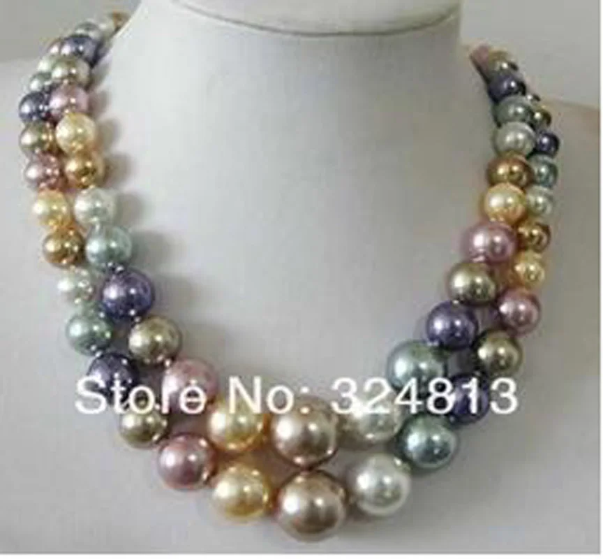 

2 Row 8-14mm South Sea Multicolor shell pearl necklace