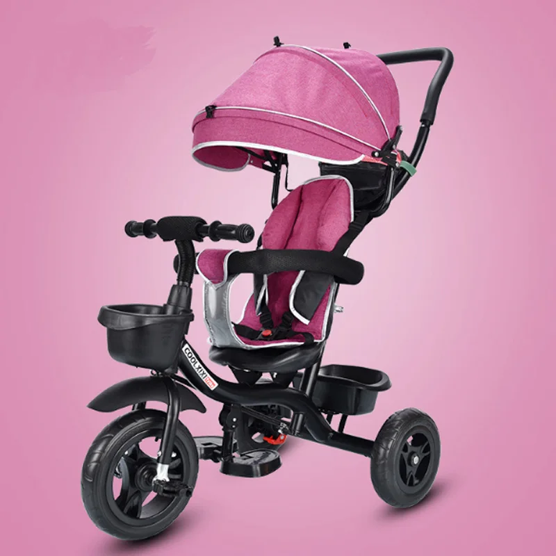 4 в 1, детский трехколесный велосипед для малышей с обратным ходом, игрушки для коляски, Детские автокресла, коляска для детей, автокресла - Цвет: Purple