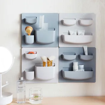

New Self-adhesive Wall storage hanging storage finishing rack 3-point Cosmetics holder kitchen tableware wall mount shelves