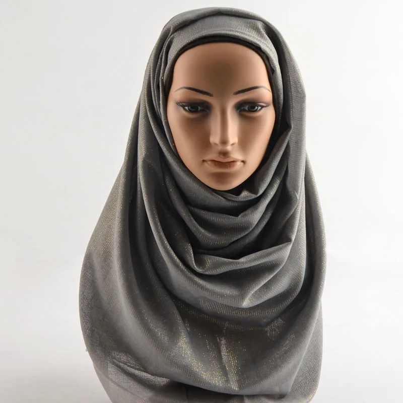 Мода 2017 вискоза хиджаб, шарф с блестками, простой блеск шали со стразами, мусульманский хиджаб, Глава шарф с люрексом, Шали Обертывания