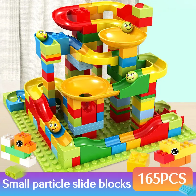 

165pcs Small Size marble race run Building Blocks Compatible with small Brick Set Toys for Children Maze Ball Track Funnel Slide