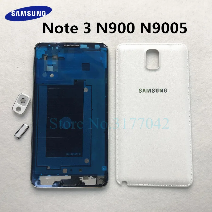 Для samsung Galaxy Note 3 N900 N9005 полный корпус Передняя средняя рама Задняя крышка батареи чехол+ рамка камеры+ кнопка