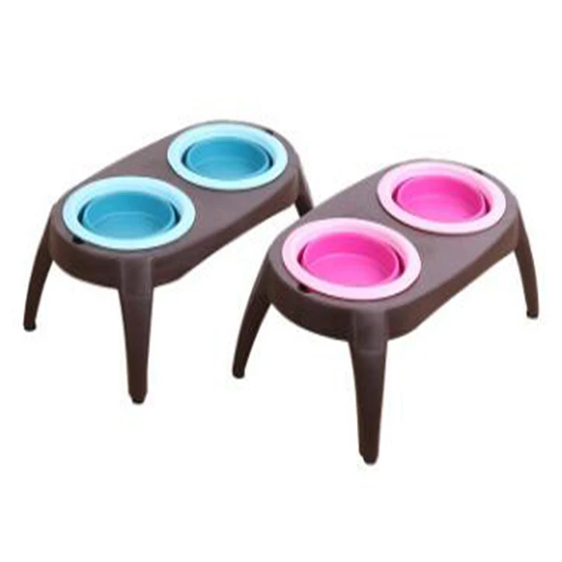 

Best-selling Pet Bowl Silicone material Folding Lifting Bowl Dog Double Bowl Pet Drinker&Feeder Product BW802