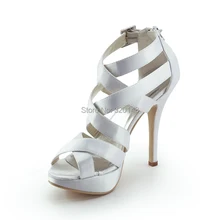 Frauen Sommer EP11088-PF Elfenbein High Heel Plattform Kreuzgurt Sandalen Satin Braut Brautjungfer Partei Prom Kleid Pumps Hochzeit Schuhe