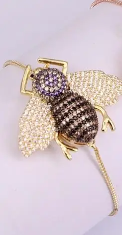5 шт. ZYZ182-0299 высокого качества медная микро-паве кубического циркония насекомое Звено Цепи Регулируемый Браслет - Окраска металла: Gold Bracelet