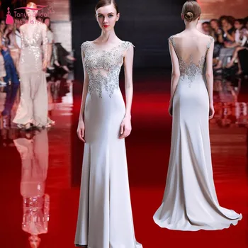 

TANYA BRIDAL Long Floor-length A-line Sleeveless O-Neck Bridesmaid Dresses New 2019 Appliques Formal Wedding Guest Dress JQ339