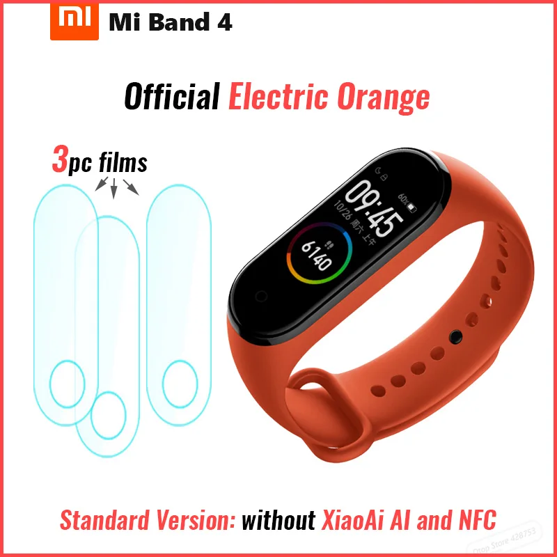 Xiaomi Mi Band 4 Smart Band 4 [стандарт/NFC/Мстители] Браслет фитнес-браслет управление музыкой AMOLED сенсорный экран - Цвет: Official e orange