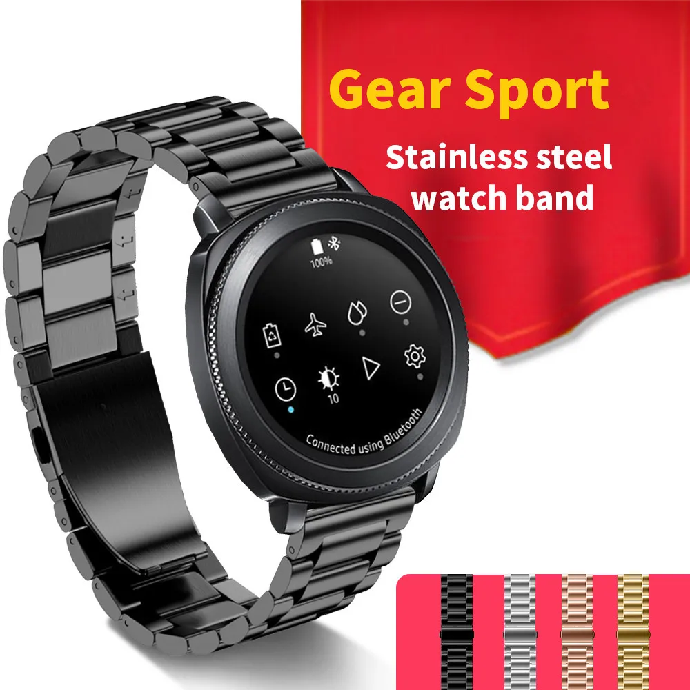 Three Link Steel Watch Band For Samsung Gear Sport Stainless Steel Metal Strap For Samsung Gear 1