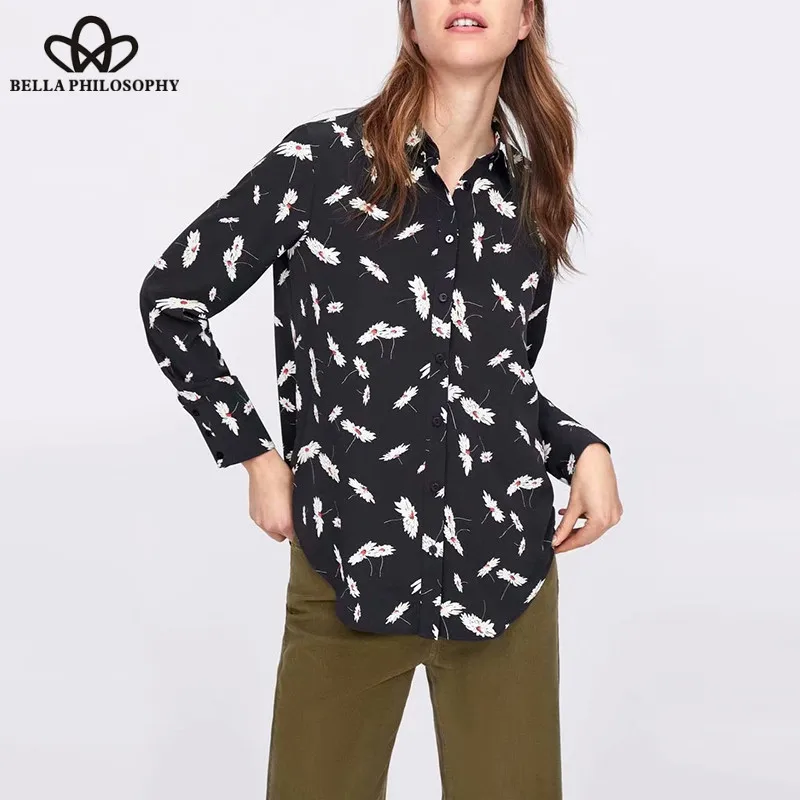 Wonder Spring Long Sleeve Print Floral Blouse Vintage Turn Down Collar Female Blouse Shirts Casual Street Wear Lady Tops 2019