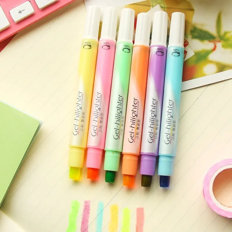 South Korean creative stationery jelly fluorescent pen solid colorful