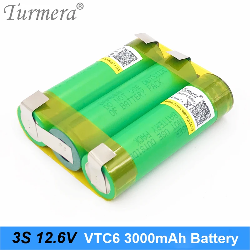 Аккумулятор Turmera 18650 hg2 3000mAh vtc6 ncr18650b 3400mah аккумулятор для 3s 12,6 v 4S 16,8 v отвертка аккумуляторная батарея Настройка n9