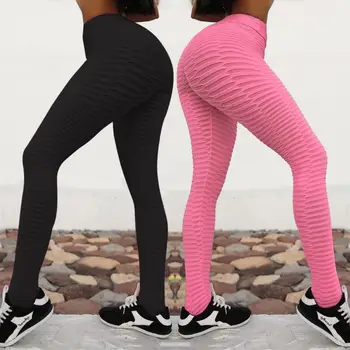 

Europe and the United States explosion models jacquard high waist pants fitness hip fashion bottoming pants women