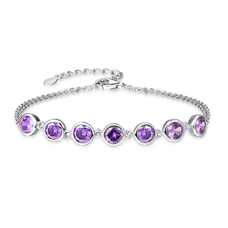 BONLAVIE Фиолетовый аметист 925 пробы Серебряный браслет для Для Женщин драгоценных камней браслеты дропшиппинг Fine Jewelry 7,99 дюйма - Цвет камня: 925 sterling silver