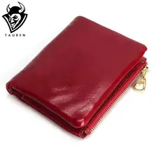 Neue mode tauren hohe qualität 100% echtem leder frauen mini brieftasche öl wachs leder geldbörse kreditkarteninhaber