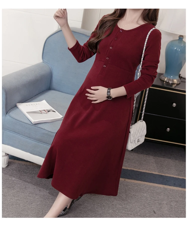 Свободные платья для будущих мам с длинным рукавом, Повседневное платье для беременных женщин, длинная одежда для кормления