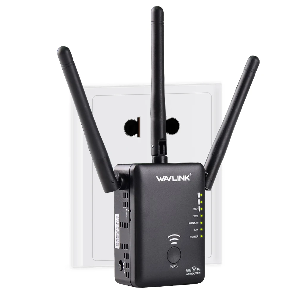 Wavlink AC750 wifi repeater/Router Dual Band WIFI Range Extender wifi signal amplifier With Three External Antennas-Black