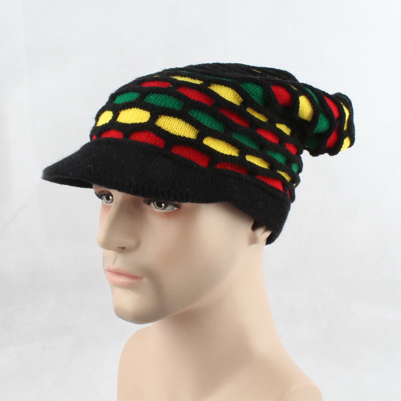 Осенняя женская шапка s, зимняя шапка Rasta, мужская вязаная шапка, цветные вязаные шапки в стиле пэчворк для женщин, повседневная Кепка в стиле хип-хоп, козырек Skullies
