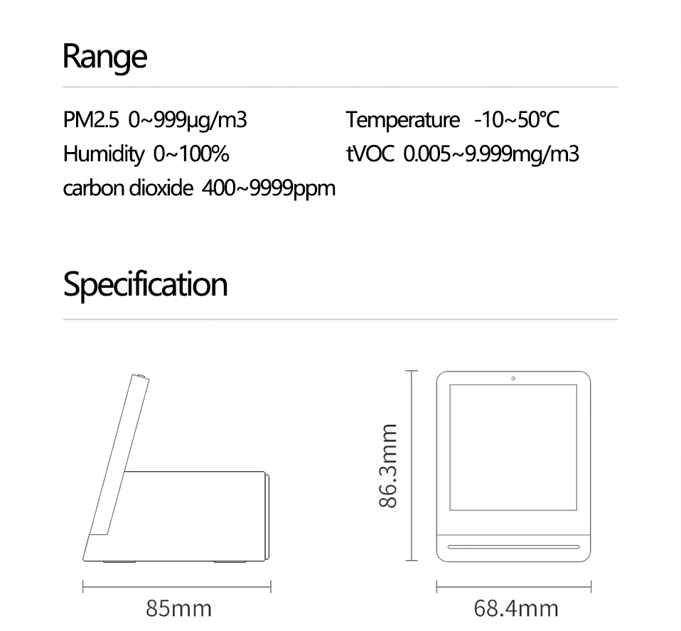 Xiaomi Mijia Clear Grass Air Detector 3.1''IPS Touch Screen Comprehensive Air Detector Monitor PM2.5 APP Control Indoor Outdoor (15)