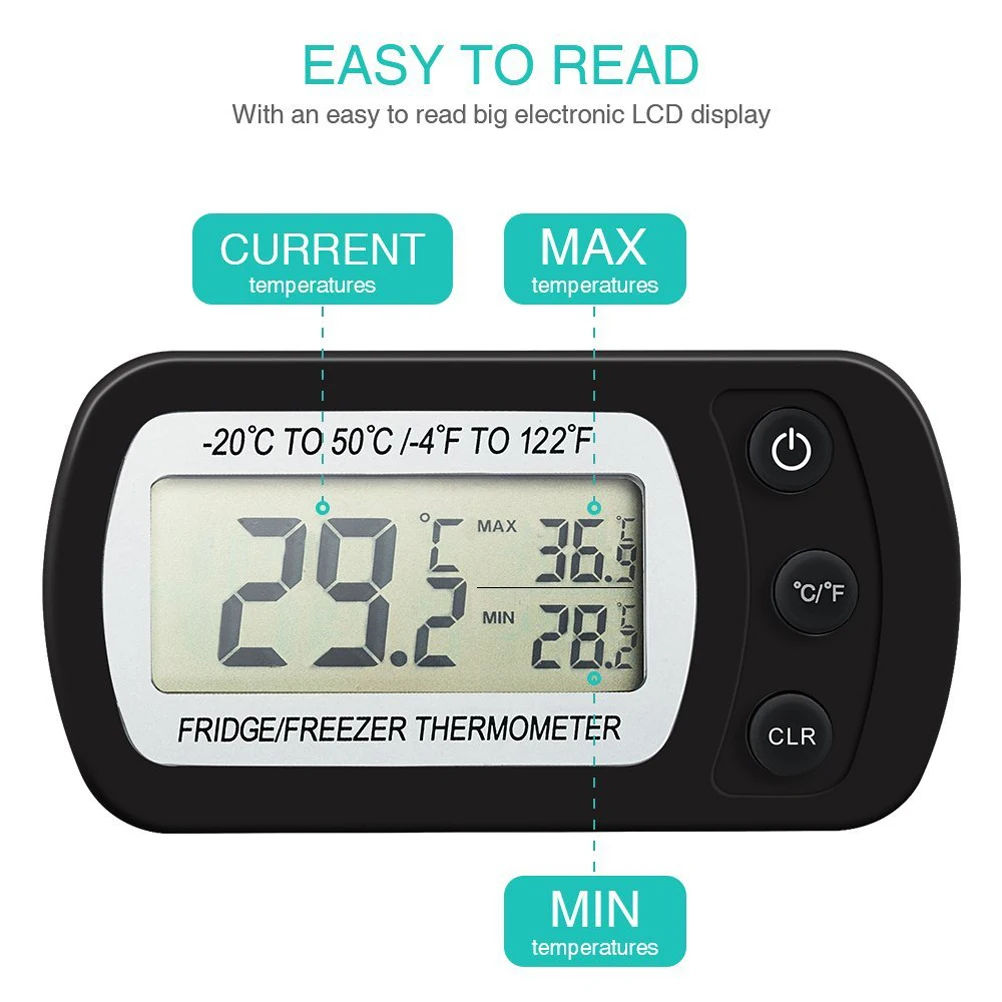 Refrigerator Thermometer Waterproof Mini Fridge Freezer Digital