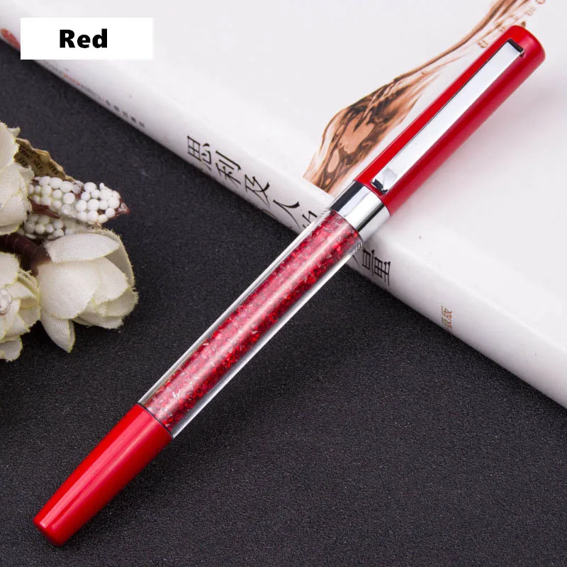 Красивая металлическая гелевая ручка с кристаллами, алмазная ручка для обучения, офиса, ручка для письма, подарочная ручка, школьные канцелярские принадлежности, 0,5 мм, Черная - Цвет: Красный