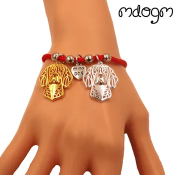 

Beagle Dog Animal Charm Bracelet For Women Men Couple Love Rope Male Female Pearl Red Heart Black Girls jewelry Gift