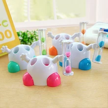 Baby care Plastic Kid Toothbrush Holder with Hourglass Timer Cute Cartoon 1 PC 2 Colors