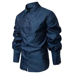 2019 Новый стиль Мода Человек Осень высокого качества фонарь рукав с длинным рукавом рубашка/мужчины с лацканами, приталенный силуэт досуг