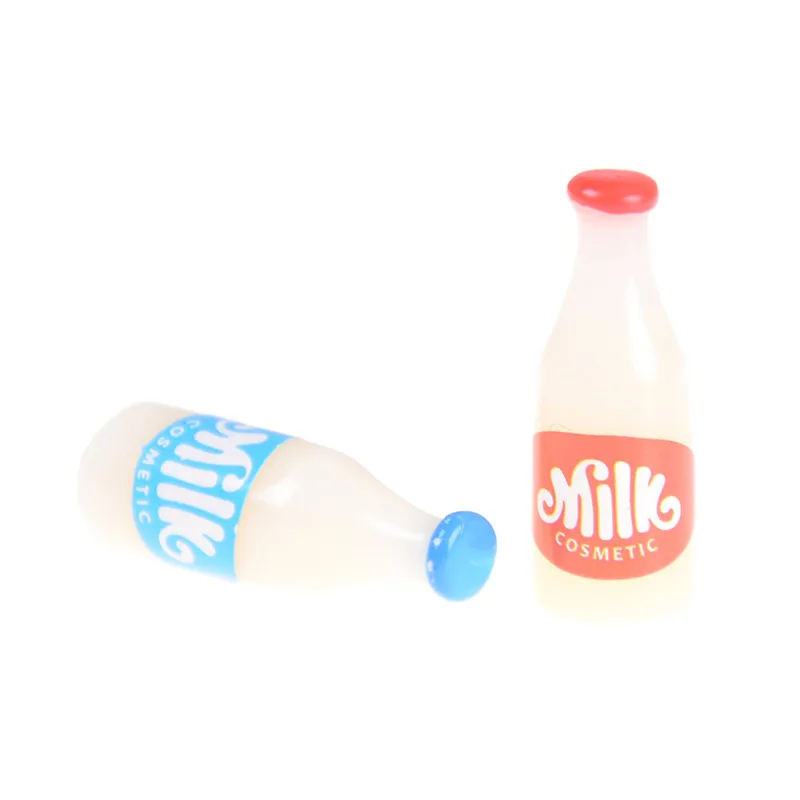 2PCS Milk Bottles Breakfast Dollhouse Kitchen Accessories 1:12 Miniature Food