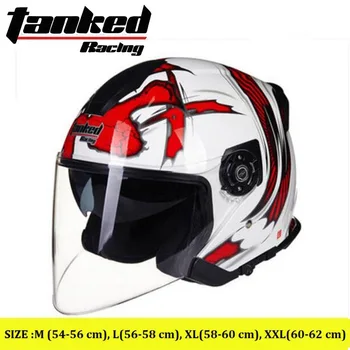 

2019 New Tanked Racing Double lens Half-over Motorcycle Helmets ABS Safety protection 3/4 Face Motorbike Helmet of PC lens visor