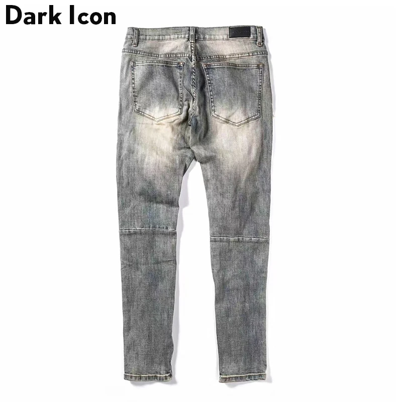 Ripped Jeans DARK ICON Ripped Side Zipper Jeans Men New Stonewashed Destroyed Men's Jeans