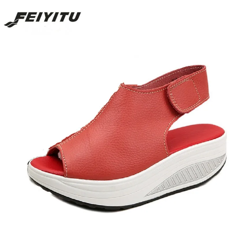 

Feiyitu 2018 shake shoes women's summer sandals thick bottom wedge heel with waterproof platform fish mouth large size sandaals