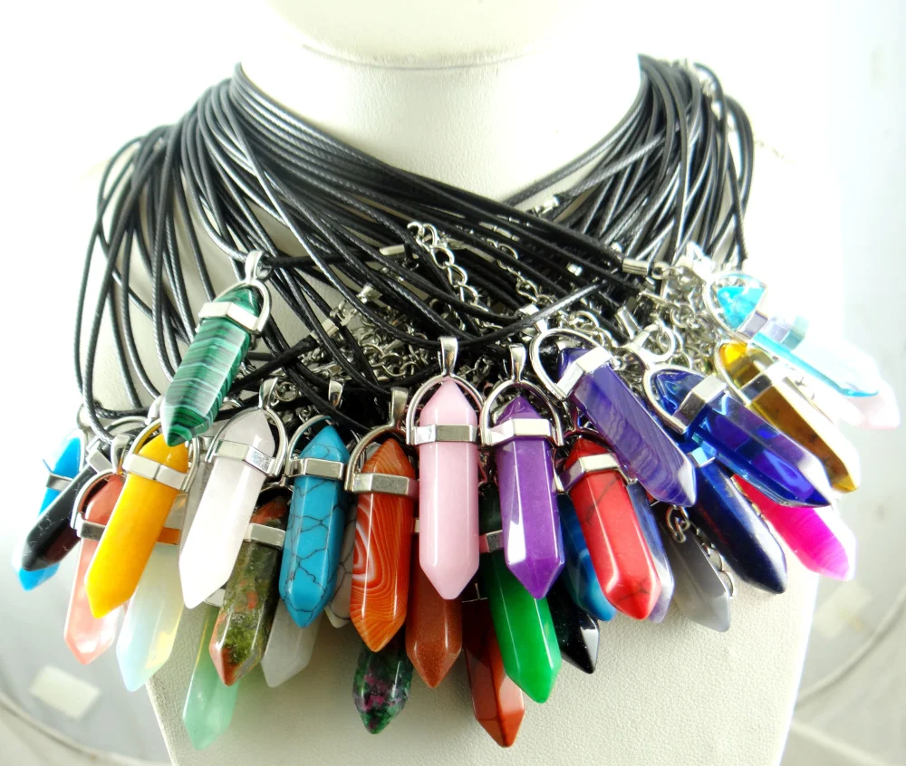 Natural stone Turquoises Quartz Crystal Opal lapis tiger eye Column pendant for diy Jewelry making necklace Accessories 1pcs 3
