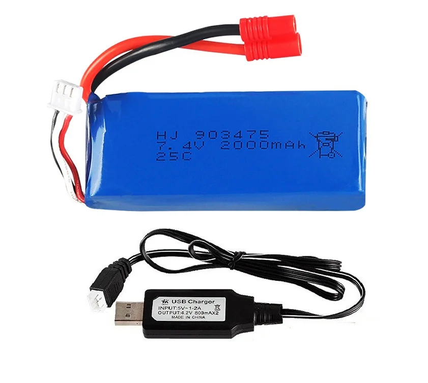 7,4 V 2000 mAh 12428 для квадрокоптера SMRC X8C X8W X8G 7,4 V 2000 mAh аккумулятор Lipo большой емкости 903475 - Цвет: Фиолетовый