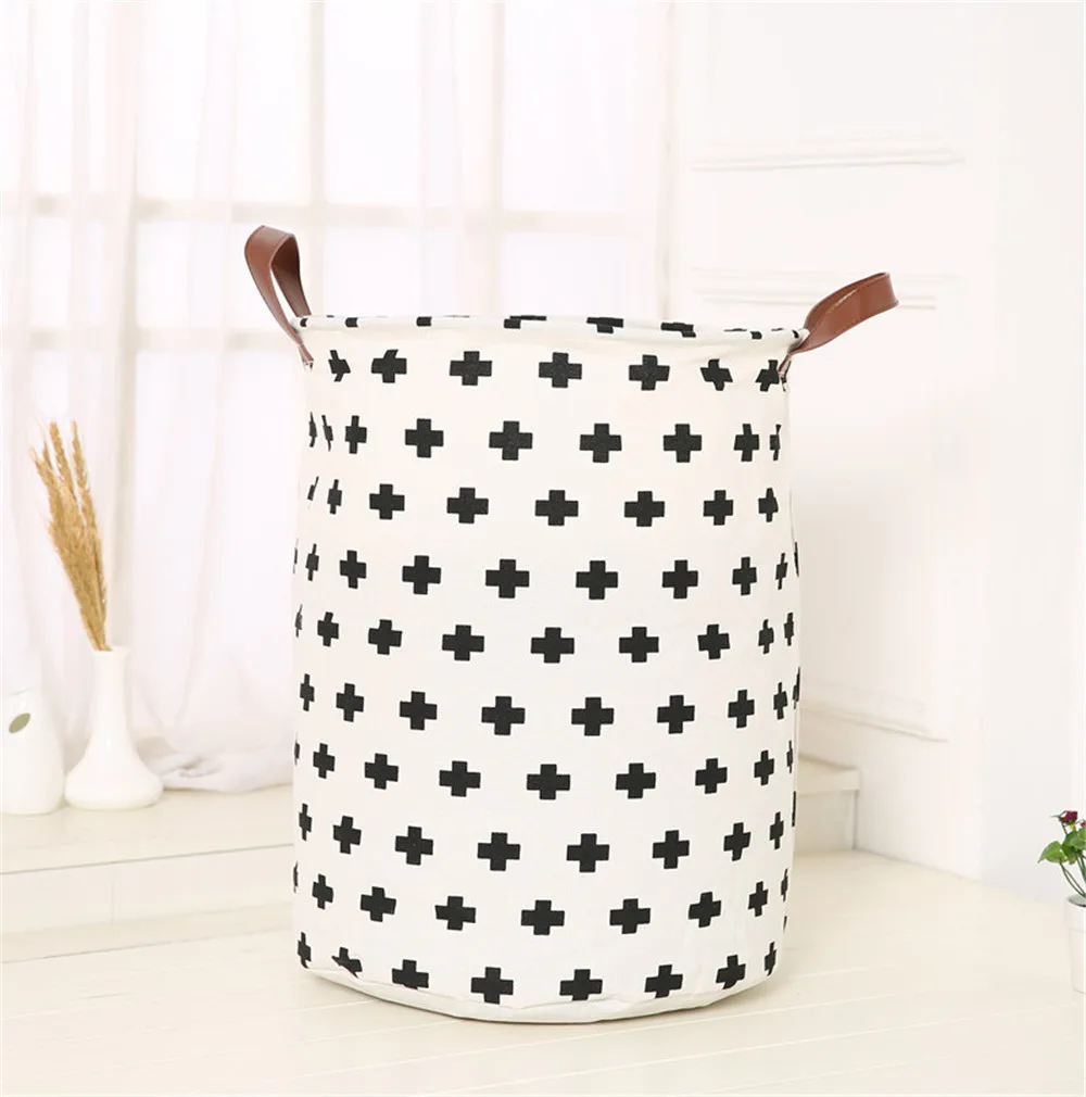 

Printable collapsible waterproof canvas laundry storage blue dirty clothes large basket household debris storage trash can
