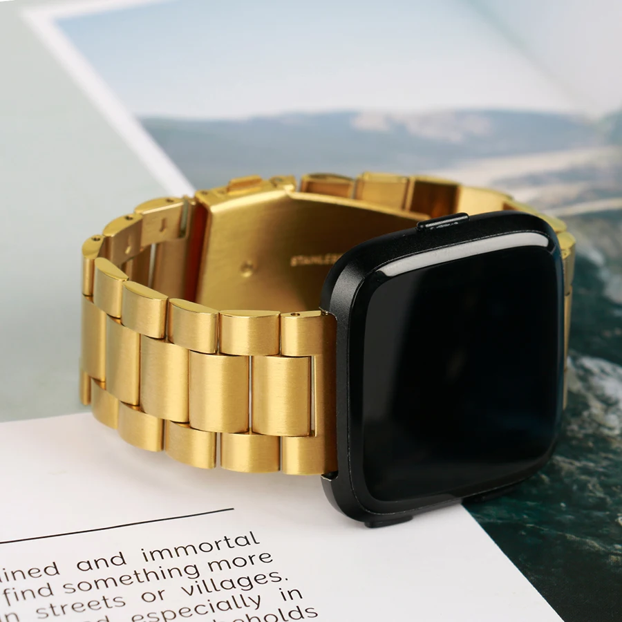 LAOKE металлический ремешок для Fitbit Versa ремешок без винтов Браслет из нержавеющей стали для Fitbit Versa браслеты Замена аксессуаров