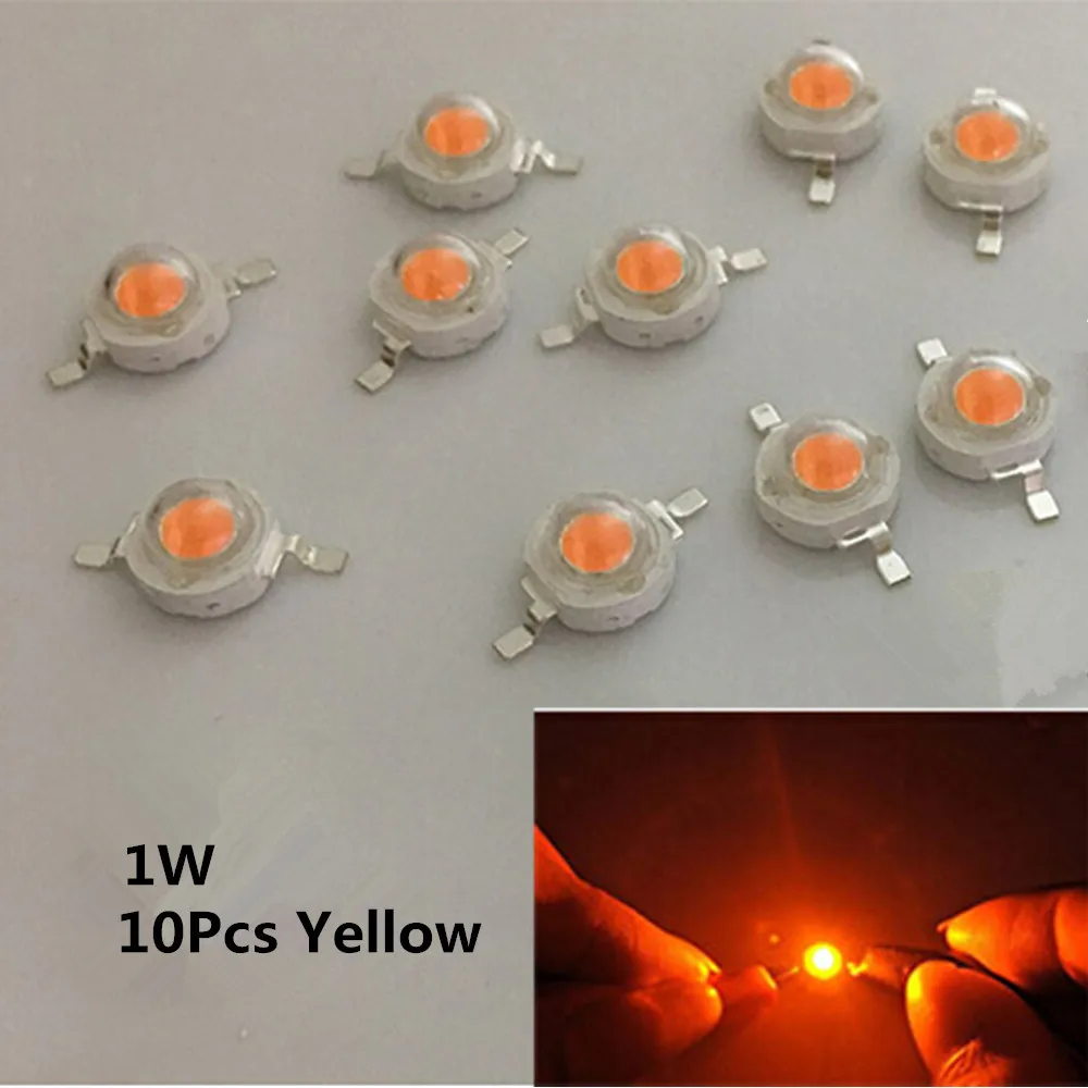 yellow 10 шт. 1 Вт высокомощный светодиодный светодиод светодиодный s чип SMD теплый белый красный зеленый синий желтый для прожектора светильник лампа - Испускаемый цвет: yellow