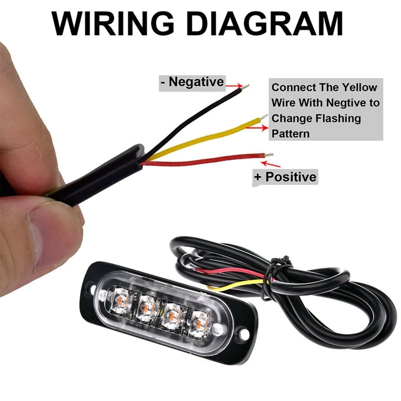 Comprar 10 Uds. Amarillo ámbar coche camión 4 Led emergencia Flash advertencia estroboscópico luz Kit Bar